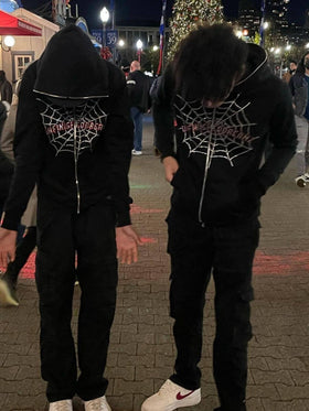 Spider Web Rhinestone Hoodie – Bold & Unique